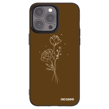 Picasee silikonový černý obal pro Apple iPhone 15 Pro Max - Brown flowers