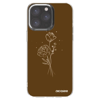 Picasee silikonový průhledný obal pro Apple iPhone 15 Pro Max - Brown flowers