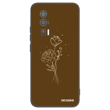 Picasee silikonový černý obal pro Xiaomi Poco F5 Pro 5G - Brown flowers