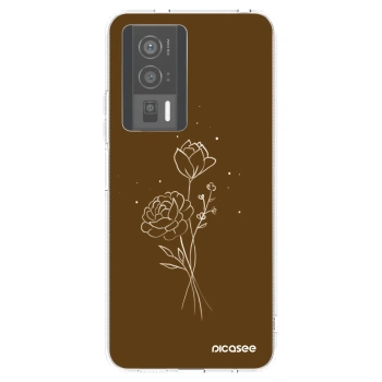 Picasee silikonový průhledný obal pro Xiaomi Poco F5 Pro 5G - Brown flowers