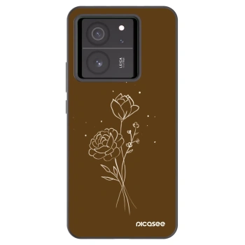 Picasee silikonový černý obal pro Xiaomi 13T - Brown flowers