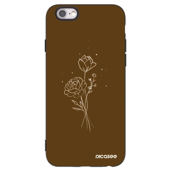 Picasee silikonový černý obal pro Apple iPhone 6/6S - Brown flowers