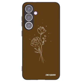 Picasee silikonový černý obal pro Samsung Galaxy S24+ S926B 5G - Brown flowers