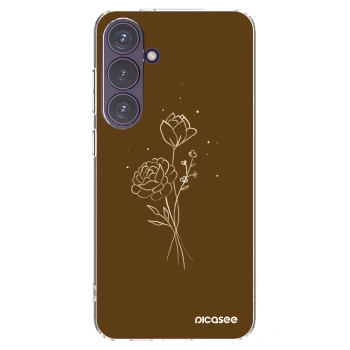 Picasee silikonový průhledný obal pro Samsung Galaxy S24+ S926B 5G - Brown flowers