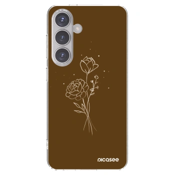 Picasee silikonový průhledný obal pro Samsung Galaxy S24 S921B 5G - Brown flowers