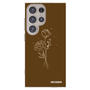 Picasee silikonový průhledný obal pro Samsung Galaxy S24 Ultra S928B 5G - Brown flowers