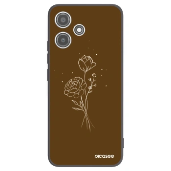 Picasee silikonový černý obal pro Xiaomi Redmi 12 5G - Brown flowers