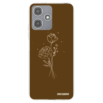 Picasee silikonový průhledný obal pro Xiaomi Redmi 12 5G - Brown flowers