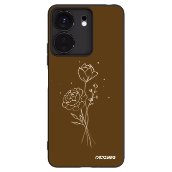 Picasee silikonový černý obal pro Xiaomi Redmi 13C 4G - Brown flowers