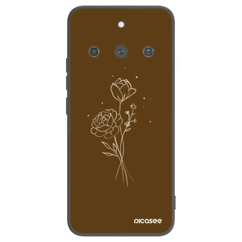 Picasee silikonový černý obal pro Realme 11 Pro+ - Brown flowers