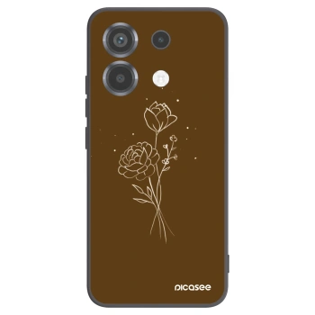 Picasee silikonový černý obal pro Xiaomi Poco X6 - Brown flowers