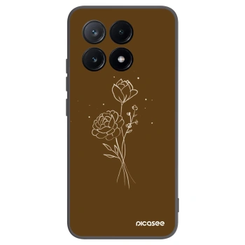 Picasee silikonový černý obal pro Xiaomi Poco X6 Pro - Brown flowers