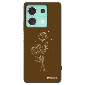 Picasee silikonový černý obal pro Xiaomi Redmi Note 13 5G - Brown flowers