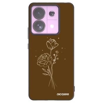 Picasee silikonový černý obal pro Xiaomi Redmi Note 13 Pro 5G - Brown flowers