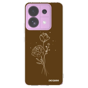 Picasee silikonový průhledný obal pro Xiaomi Redmi Note 13 Pro 5G - Brown flowers