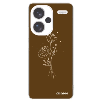 Picasee silikonový průhledný obal pro Xiaomi Redmi Note 13 Pro+ 5G - Brown flowers