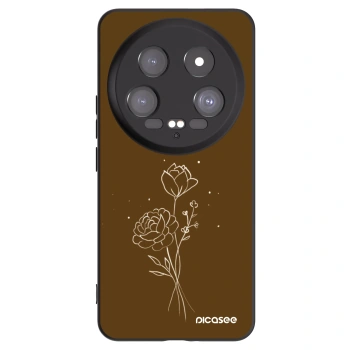 Picasee silikonový černý obal pro Xiaomi 14 Ultra - Brown flowers