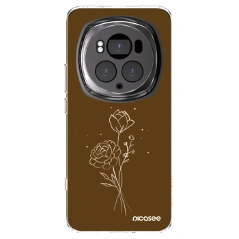 Picasee silikonový průhledný obal pro Honor Magic6 Pro - Brown flowers