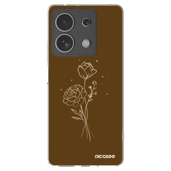 Picasee silikonový průhledný obal pro Xiaomi Redmi Note 13 4G - Brown flowers