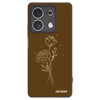 Picasee silikonový černý obal pro Xiaomi Redmi Note 13 4G - Brown flowers