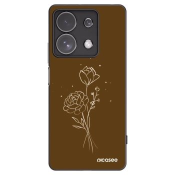 Picasee silikonový černý obal pro Xiaomi Redmi Note 13 Pro 4G - Brown flowers