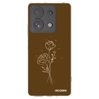 Picasee silikonový průhledný obal pro Xiaomi Redmi Note 13 Pro 4G - Brown flowers