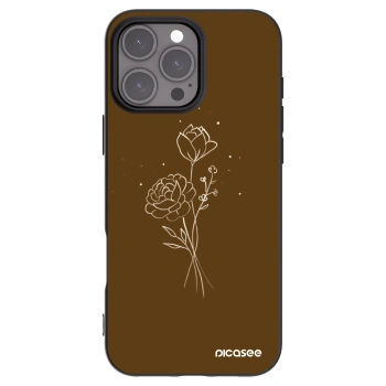 Picasee silikonový černý obal pro Apple iPhone 16 Pro Max - Brown flowers