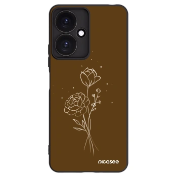 Picasee silikonový černý obal pro Xiaomi Redmi 13C 5G - Brown flowers