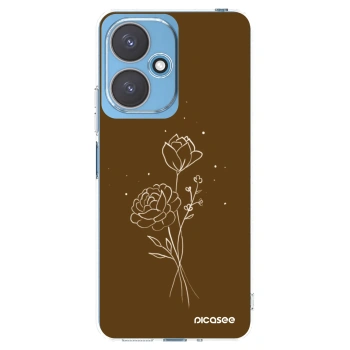 Picasee silikonový průhledný obal pro Xiaomi Redmi 13C 5G - Brown flowers