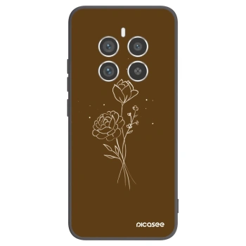 Picasee silikonový černý obal pro Realme 12 Pro 5G - Brown flowers