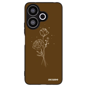 Picasee silikonový černý obal pro Xiaomi Redmi 13 4G - Brown flowers