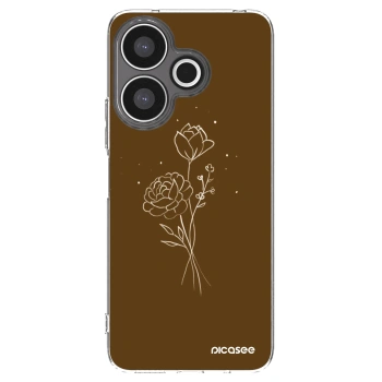 Picasee silikonový průhledný obal pro Xiaomi Redmi 13 4G - Brown flowers