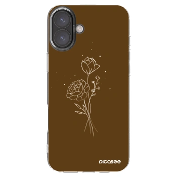 Picasee silikonový průhledný obal pro Apple iPhone 16 Plus - Brown flowers