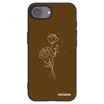 Picasee silikonový černý obal pro Apple iPhone 16e - Brown flowers