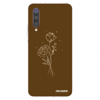 Picasee silikonový průhledný obal pro Xiaomi Mi 9 - Brown flowers