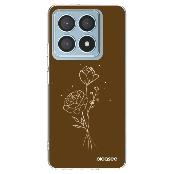 Picasee silikonový průhledný obal pro Xiaomi 14T Pro - Brown flowers