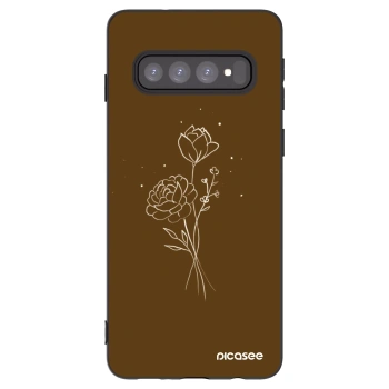 Picasee silikonový černý obal pro Samsung Galaxy S10 G973 - Brown flowers