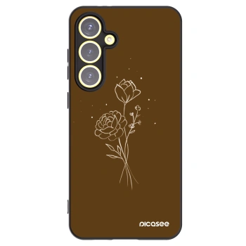 Picasee silikonový černý obal pro Samsung Galaxy S24 FE S721B - Brown flowers
