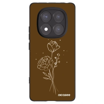 Picasee silikonový černý obal pro Xiaomi Redmi Note 14 Pro 5G - Brown flowers