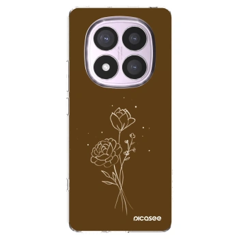Picasee silikonový průhledný obal pro Xiaomi Redmi Note 14 Pro 5G - Brown flowers