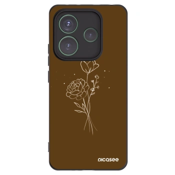 Picasee silikonový černý obal pro Xiaomi Redmi Note 14 5G - Brown flowers