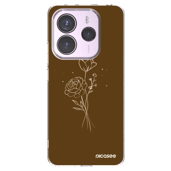 Picasee silikonový průhledný obal pro Xiaomi Redmi Note 14 5G - Brown flowers