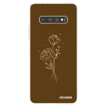 Picasee silikonový průhledný obal pro Samsung Galaxy S10 Plus G975 - Brown flowers
