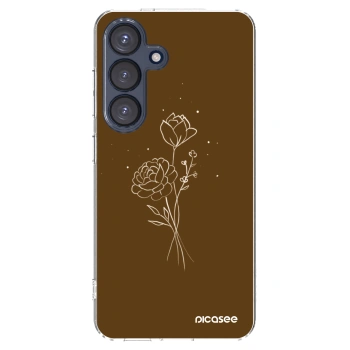 Picasee silikonový průhledný obal pro Samsung Galaxy S25 5G - Brown flowers