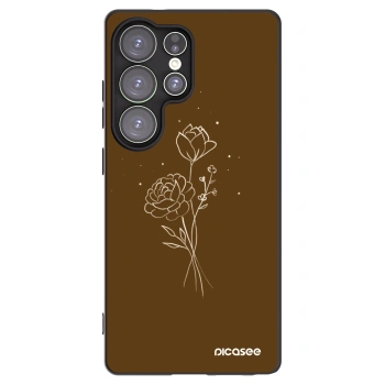 Picasee silikonový černý obal pro Samsung Galaxy S25 Ultra 5G - Brown flowers