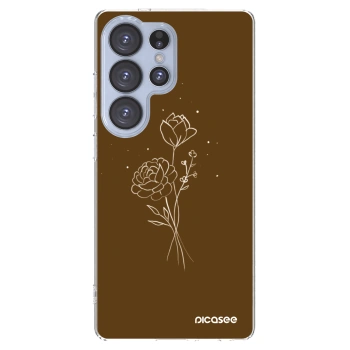Picasee silikonový průhledný obal pro Samsung Galaxy S25 Ultra 5G - Brown flowers