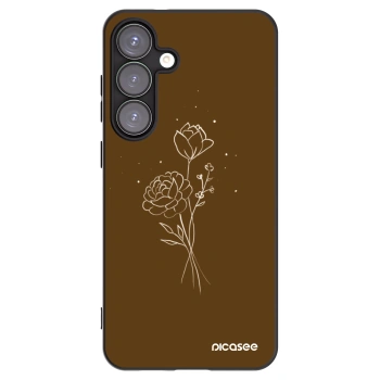 Picasee silikonový černý obal pro Samsung Galaxy S25+ 5G - Brown flowers