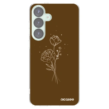 Picasee silikonový průhledný obal pro Samsung Galaxy S25+ 5G - Brown flowers