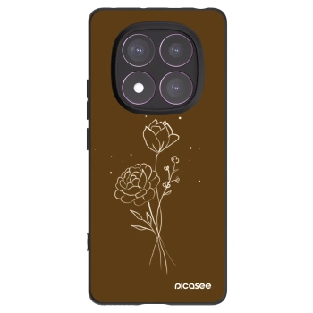 Picasee silikonový černý obal pro Xiaomi Redmi Note 14 Pro 4G - Brown flowers