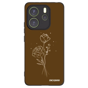 Picasee silikonový černý obal pro Xiaomi Redmi Note 14 4G - Brown flowers